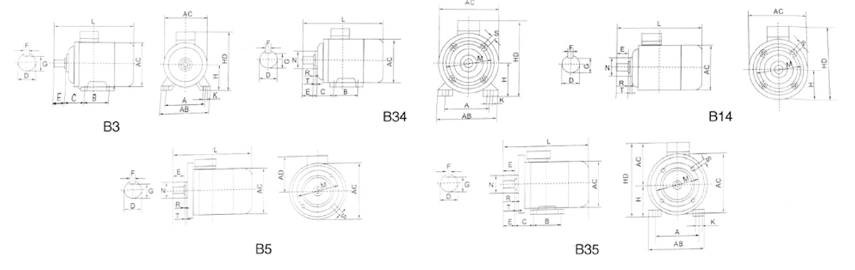 MS Series Three-Phase Asynchronous Motor With Aluminium Housing Installation