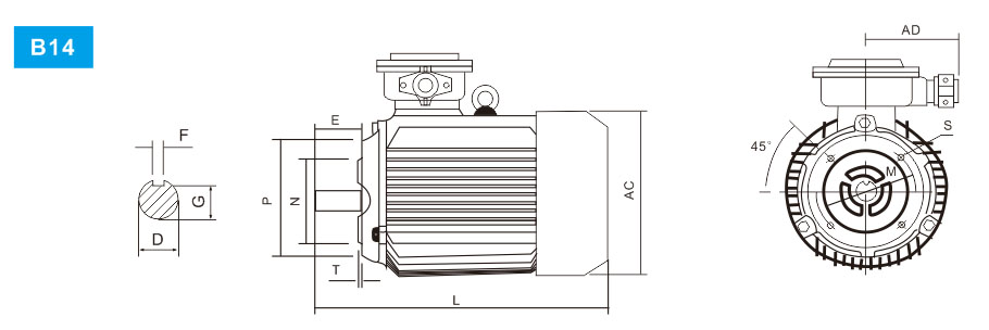 YB3 Series FlameProof Three Phase Asynchronous Motor B14 Installation Method