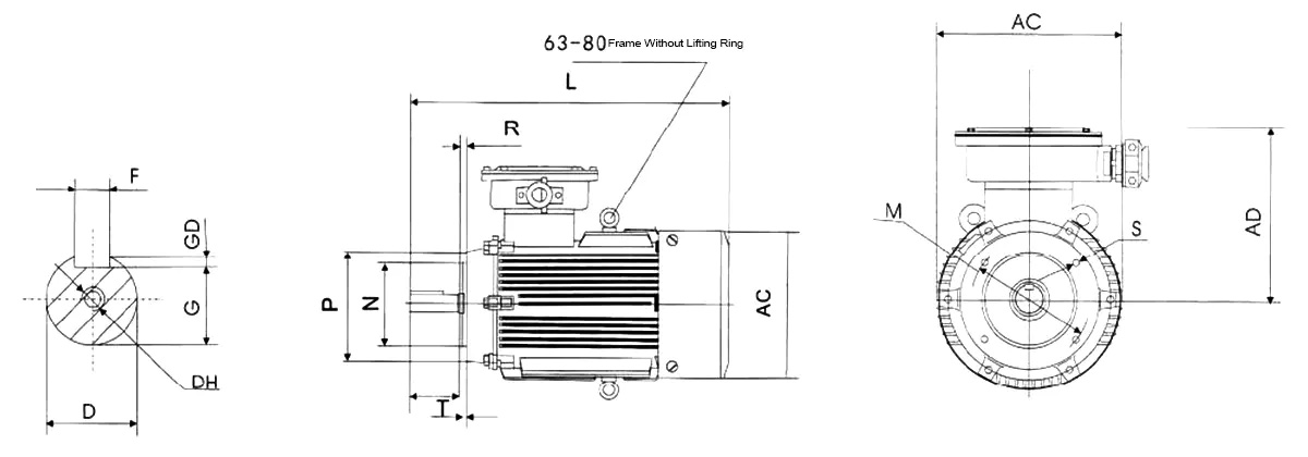 YBX3 Series Flameproof Three Phase Asynchronous Motor B14A Installation Method
