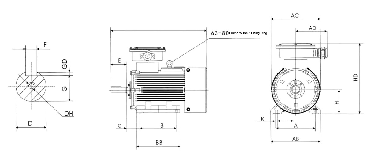 YBX3 Series Flameproof Three Phase Asynchronous Motor B3 Installation Method