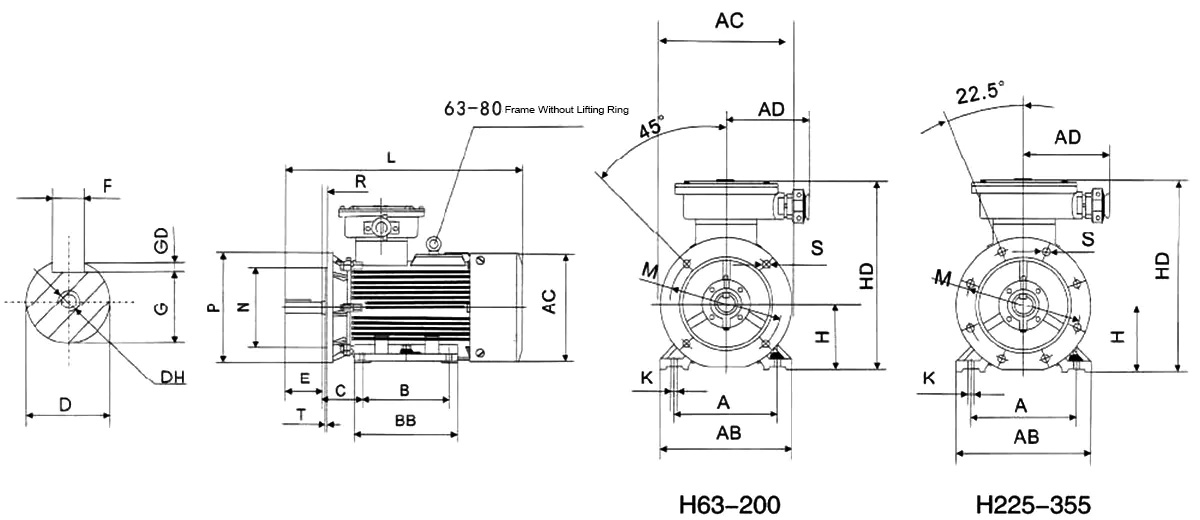 YBX3 Series Flameproof Three Phase Asynchronous Motor B35 Installation Method