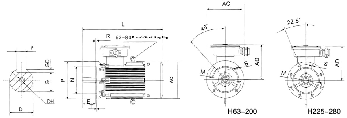 YBX3 Series Flameproof Three Phase Asynchronous Motor B5 Installation Method