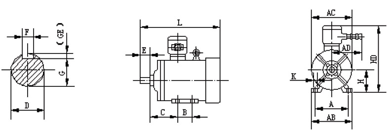 YBX4 Series Flameproof Three Phase Asynchronous Motor B3 Installation Method