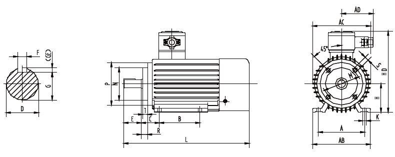 YBX4 Series Flameproof Three Phase Asynchronous Motor B35 Installation Method