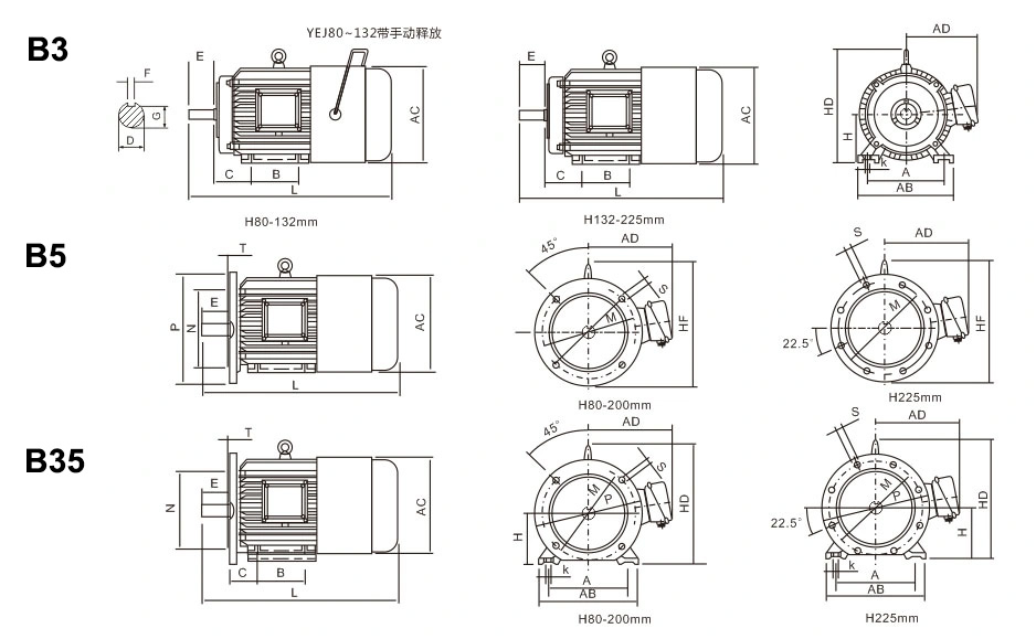 YEJ Series Electromagnetic Braking Three-Phase Asynchronous Motor Installation
